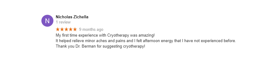 Cryotherapy Review - Nicholas