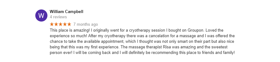 Cryotherapy Review - William